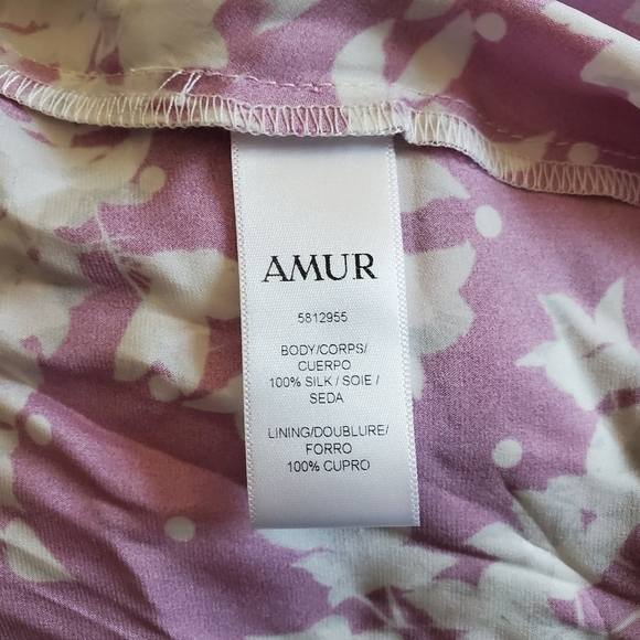 New AMUR Off-The-Shoulder Magenta Popover Waist Midi Dress NWT Size 2 - Picture 15 of 16